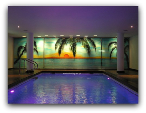 Stained Glass - Interior Pool - Tropical Scenery with Chromoterapy II