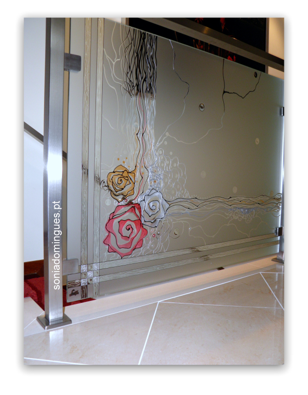 Vitral - Escadaria - Rosas com Efeito Cristal 1