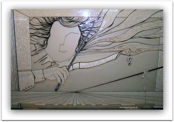 Stained Glass - Happy Maestro and Pianist Ballerina