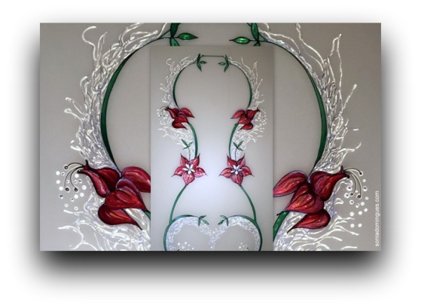 Stained Glass - Stylized Flower Rojo Rubi & Crystal Effects 1st