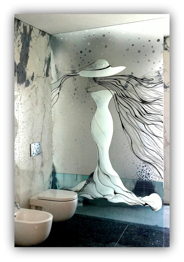 Vitral - Painel de Protecção de Duche - Tema: Carrara Escultural