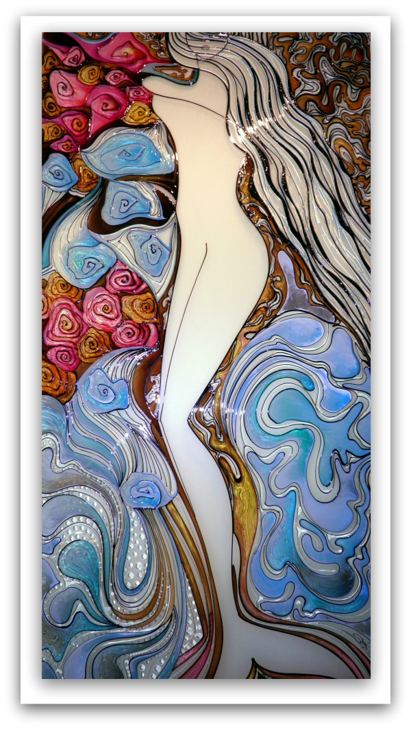Stained Glass - Mermaid Wrapped in Roses
