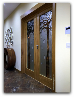 Interior Doors - Stained Glass - Baobab Tree - Abstract African Inspiration