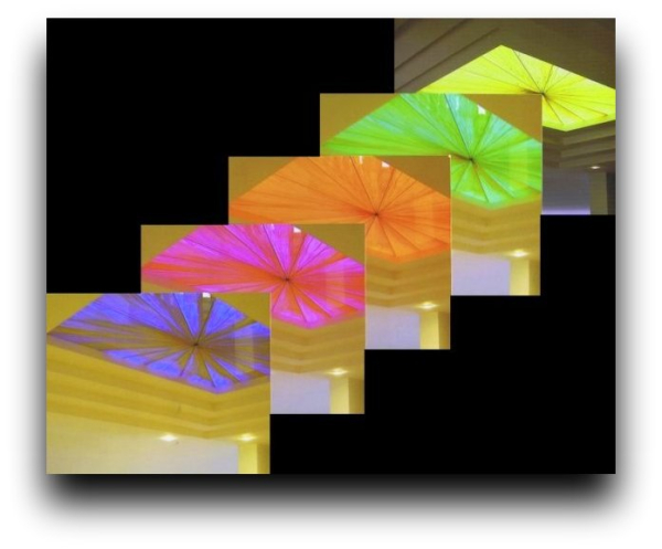 Vitral - Clarabóia - Marmoreado de Sol com Led = Cromoterapia