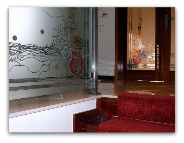 Vitral - Escadaria & Portas - Rosas com Efeito Cristal 3
