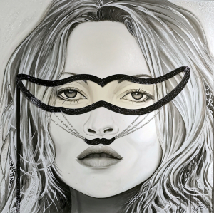 Kate Moss - With this mustache-shaped mask and vision goggles, will I be able to know something that I don't already know about the man and his way of thinking? - Details