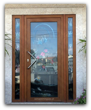 Exterior Door in Stained Glass - Floral