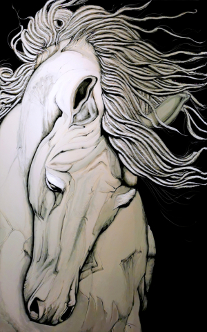 Sculpted Mighty White Horse