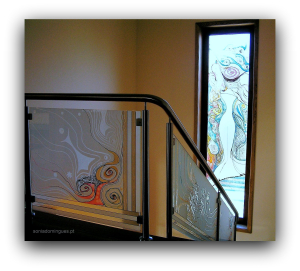 Stained Glass - Staircase - Sculptural Lady wrapped on Spiral Roses I