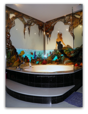 Stained Glass - Aquarium - Mermaid with Swarovski Elements